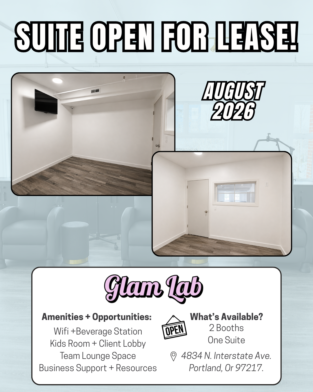 Suite Open for Lease — August 2026