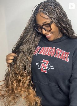 Knotless braids with curly ends